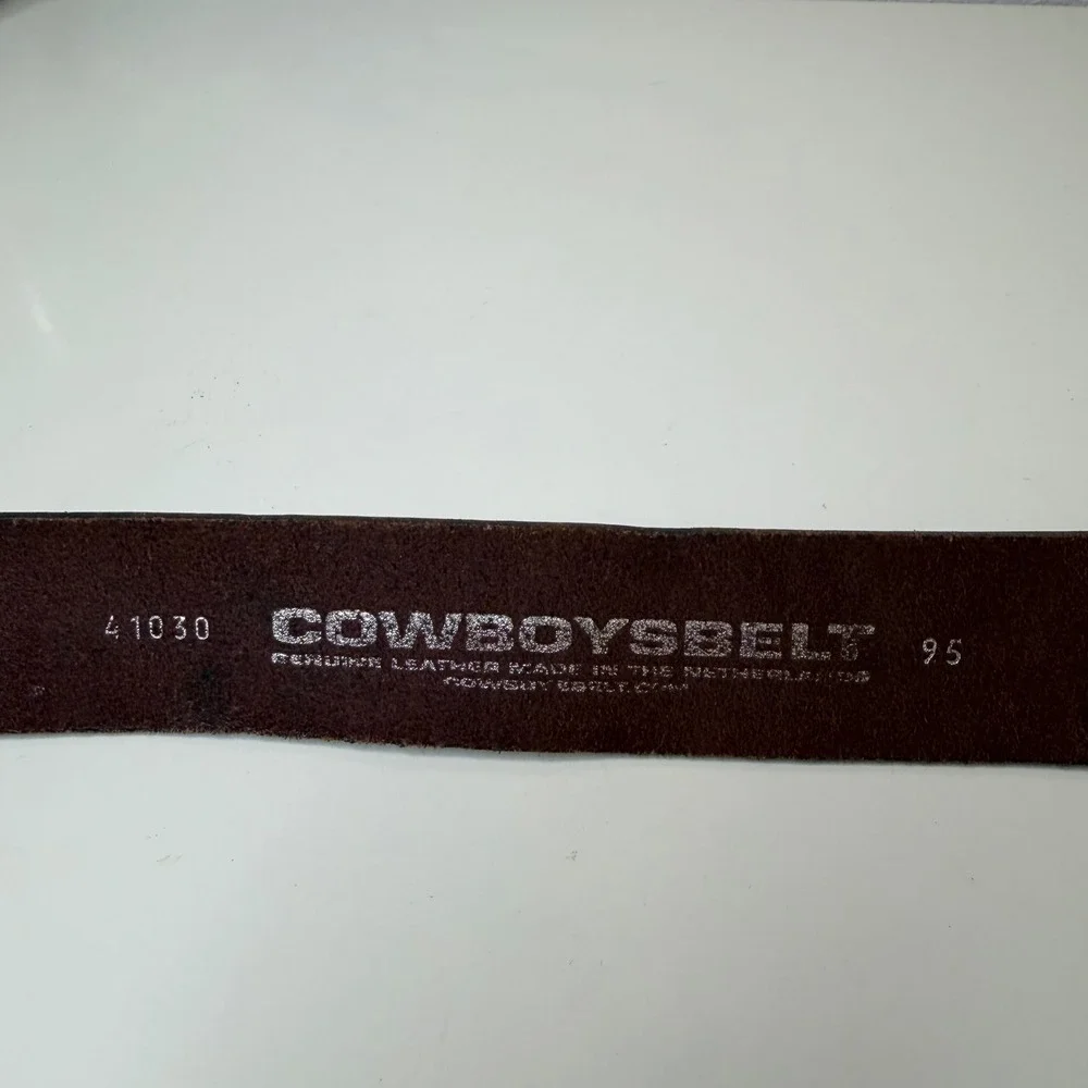 Cowboysbelt Amsterdam Leather Men's Belt Brown Double Prong Buckle Rugged 95 40
